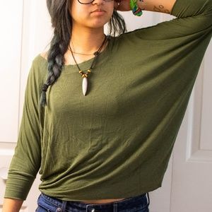 Toska Green Batwing Top